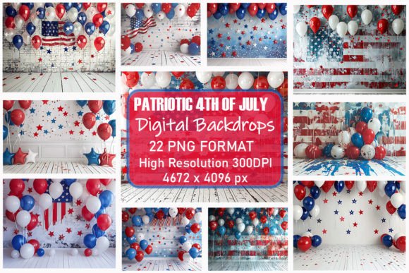 Download Patriotic 4th of July Digital Backdrops - Digital backdrop Collection