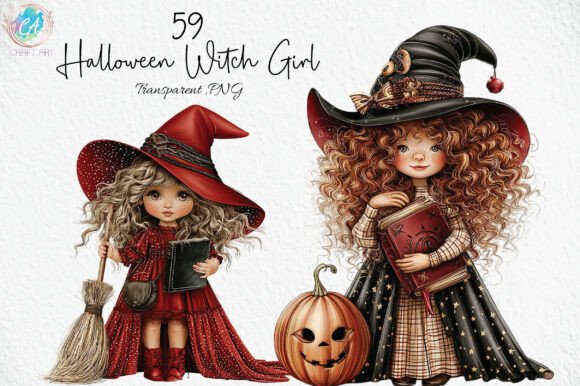 Download Whimsical Halloween Witch Girl Clipart - Witch Collection