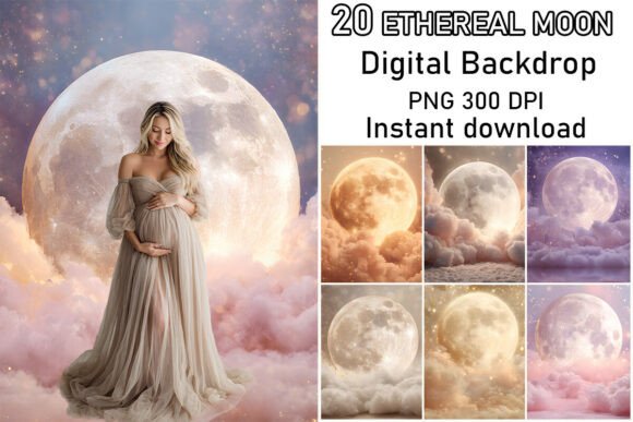 Download Ethereal Dreamy Moon Digital Backdrops - Digital backdrop Collection
