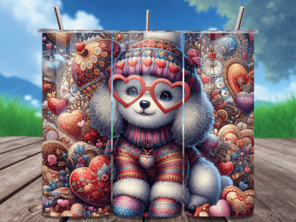 Download Winter Puppy Boho Valentine Tumbler Wrap - Winter Collection