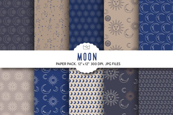 Download Moon Digital Paper, Celestial Wrapping - Moon digital paper Collection