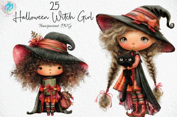 Download Whimsical Halloween Witch Girl Clipart - Witch Collection