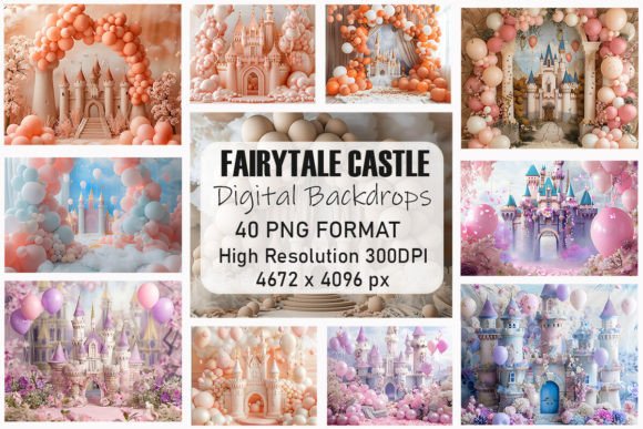 Download Dreamy Fairytale Castle Digital Backdrop - Premium Resources