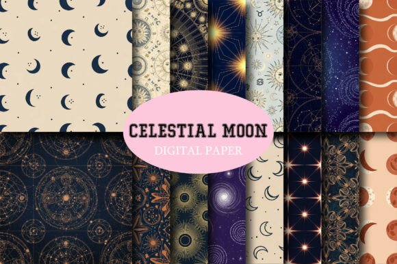 Download Celestial Moon Digital Paper - Premium Resources