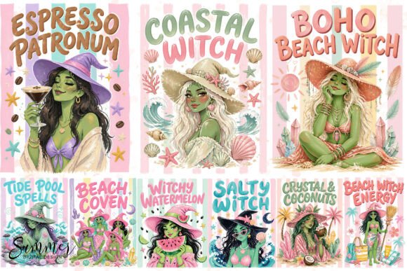 Download Coastal Witch Striped Summerween PNG - Premium Resources