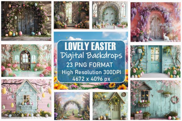 Download Lovely Easter Digital Backdrops - Digital backdrop Collection