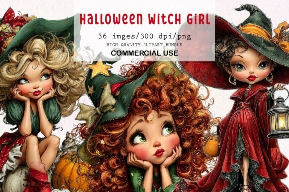 Download Whimsical Halloween Witch Girl Clipart - Witch Collection