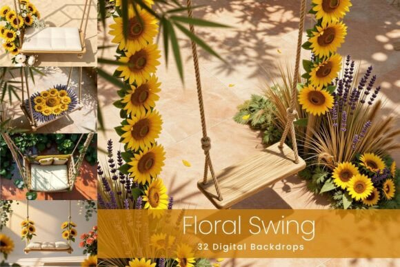 Download 32 Floral Swing Digital Backdrops - Digital backdrop Collection