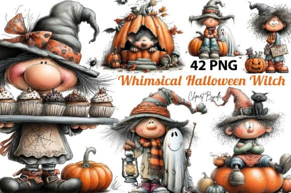 Download Whimsical Halloween Witch Clipart Bundle - Witch Collection
