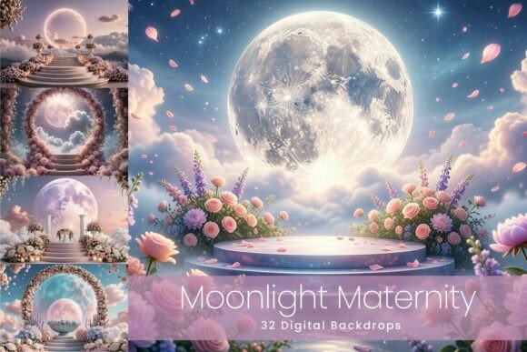 Download 32 Moonlight Maternity Digital Backdrops - Digital backdrop Collection