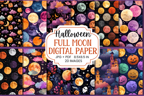 Download Halloween Full Moon Digital Paper - Premium Bundle