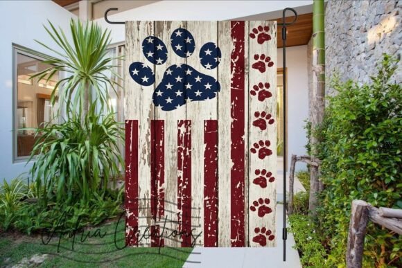 Download Patriotic Garden Flag, Pet Paw Print Png - Flag Collection