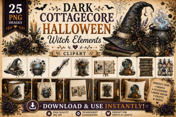 Download Dark Cottagecore Halloween Witch Element - Witch Collection