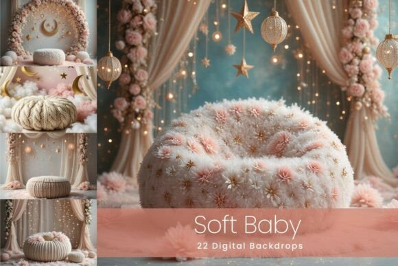 Download 22 Soft Baby Digital Backdrops - Digital backdrop Collection