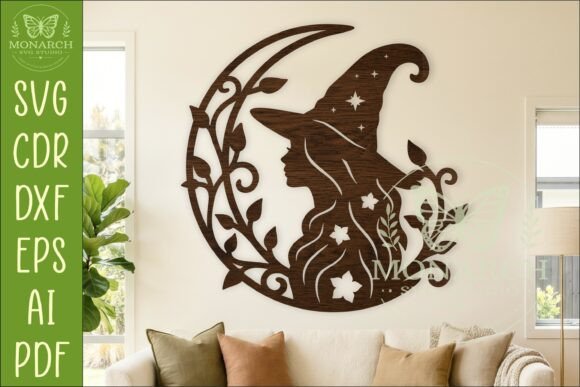 Download Forest Witch Crescent Moon SVG, Laser - Witch Collection
