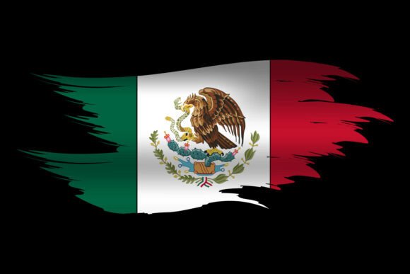Download Abstract Brush Art Mexico Flag Design Ve - Flag Collection