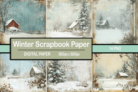 Download Vintage Winter Scrapbook Paper - Winter Collection
