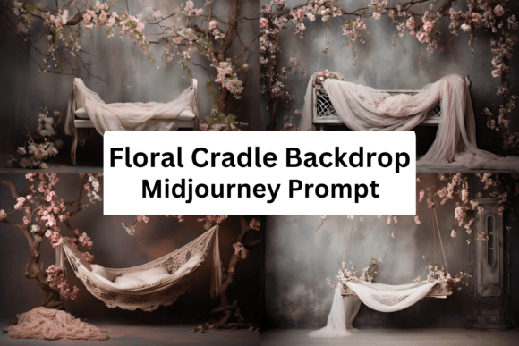 Download Midjourney Prompt for Floral Cradle Digital Backdrops - Digital backdrop Collection