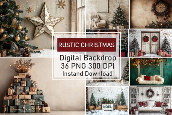 Download Rustic Christmas Digital Backdrop Bundle - Digital backdrop Collection