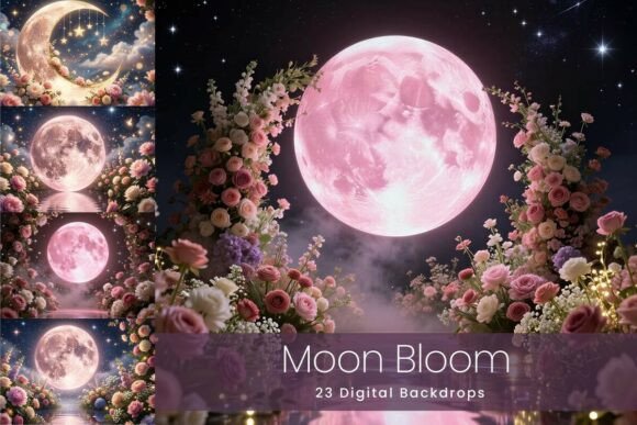 Download 23 Moon Bloom Digital Backdrops - Digital backdrop Collection