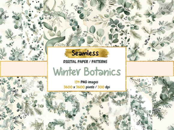 Download Winter Botanics Seamless Digital Paper - Winter Collection