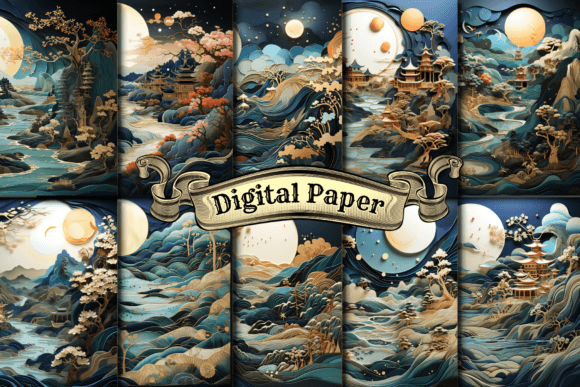 Download Chinese Full Moon Digital Paper - Moon digital paper Collection